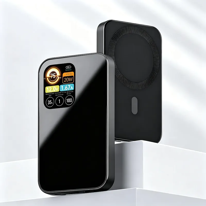 HT-630AB Power Bank Magnético Inteligente con Pantalla TFT, Carga Inalámbrica de 15W y Watch